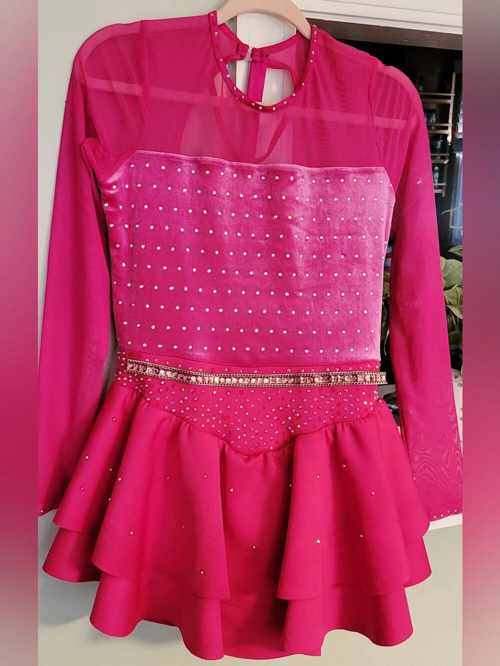 Girls Fuchsia Rhinestone Costume